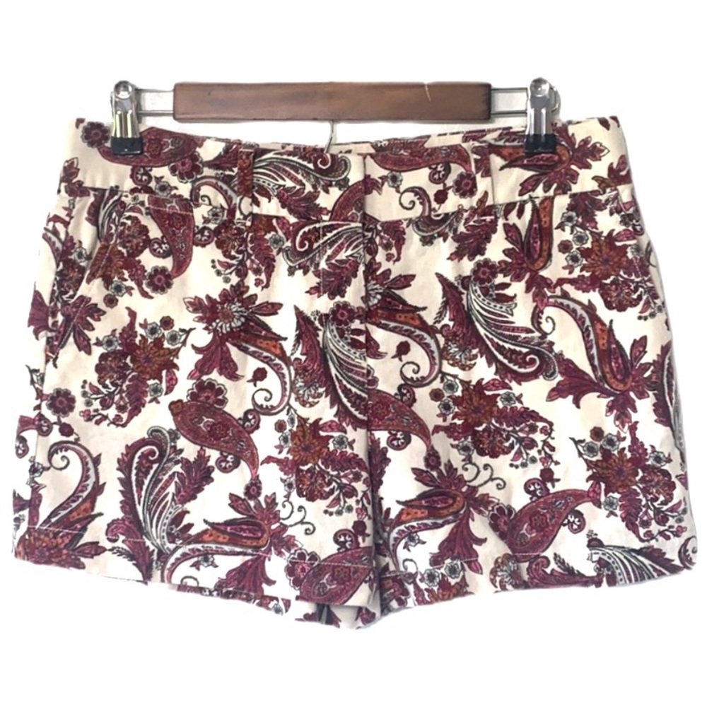 Loft Shorts White & Pink Floral Pattern Linen Cotton Modern Classic Size 4